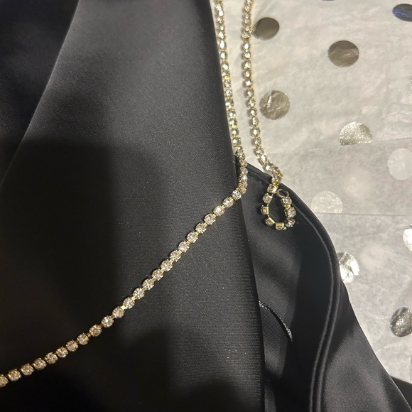 Black Satin size small Cami with Rhinestones - Picture 5 of 7